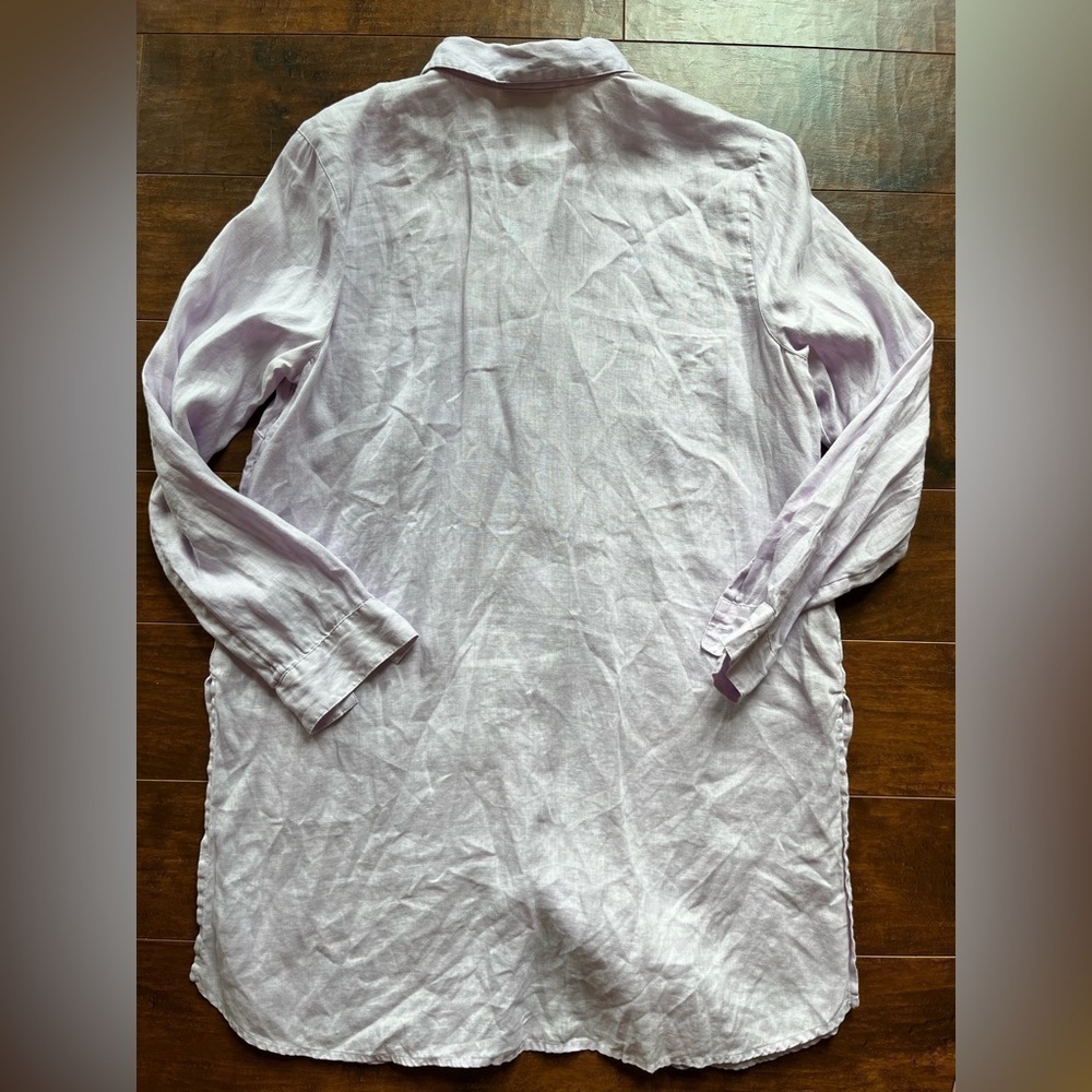 J.Jill Love Linen 100% Linen Purple Long Length Button Down Long Sleeve Size M - Picture 7 of 9